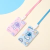 Cartoon astronaut, student sliding cover card holder, astronaut lanyard, bus card, keychain, ID card, work name tag wholesale Specification image